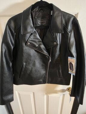 Levi's Women's Faux-Leather Asymmetric-Zip Moto Jacket Size Large NWT